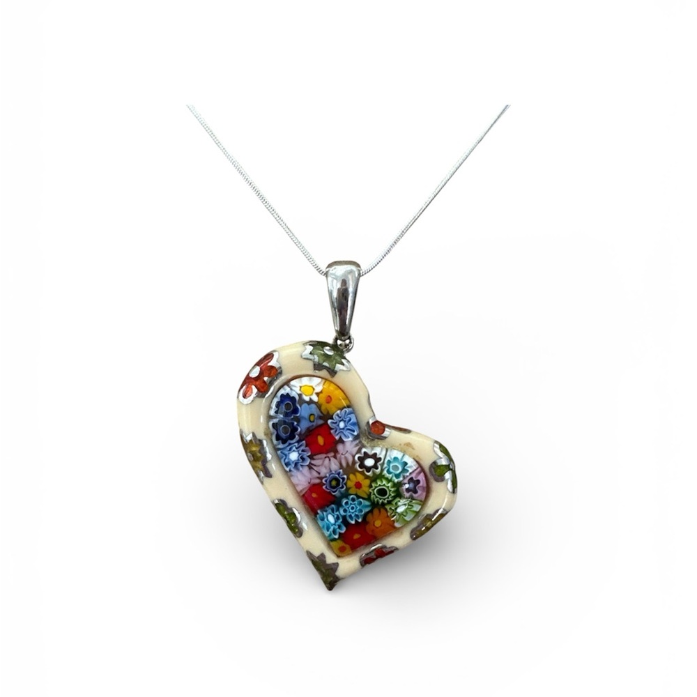 Alan K Multicolor Heart Pendant Necklace
